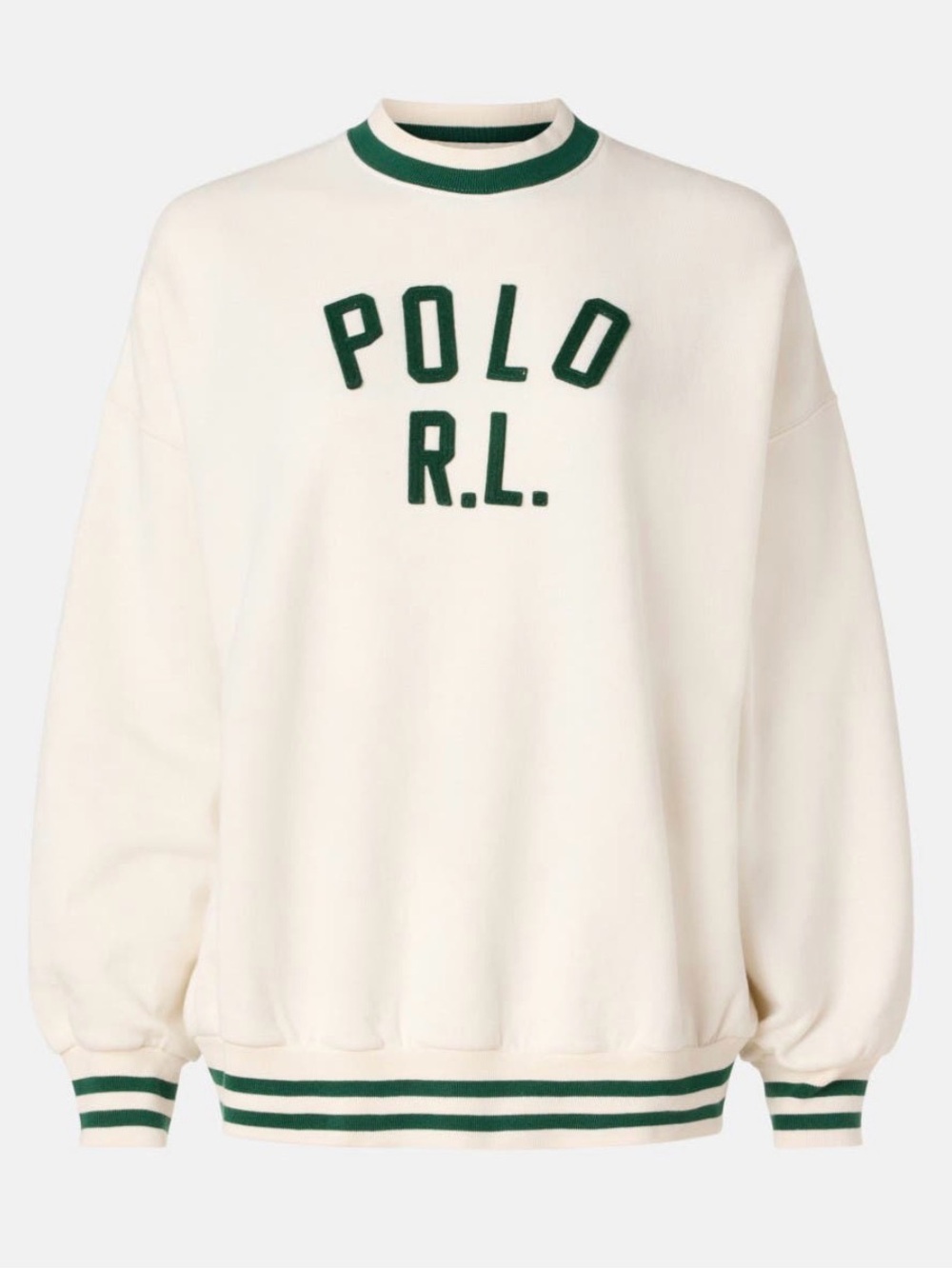 Polo by Ralph Lauren White Crewneck Sweatshirt with Green Accents